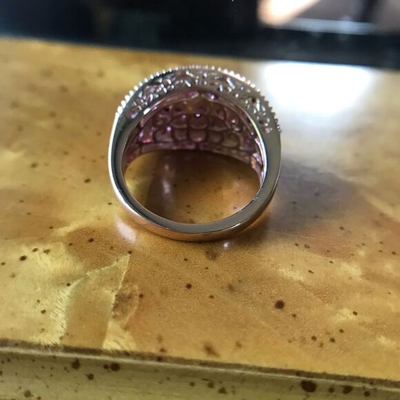 Natural Rhodolite Garnet Sterling Silver Ring Size 8 - Picture 6 of 6